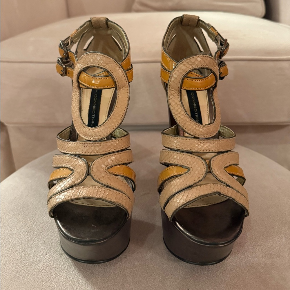 Pre-owned Nude French Connection chunky heel.